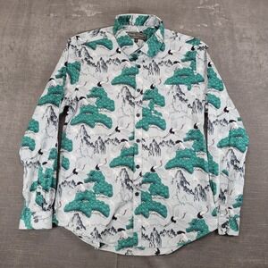 Paisley & Gray Mens Slim Fit Button Down Shirt Size Lg Crane Tree Mountain Print